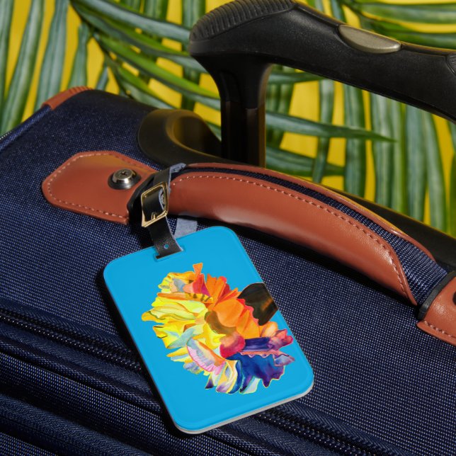 Étiquette À Bagage Fleur d'aquarelle couleur carnation (Insitu Rectoal 1)