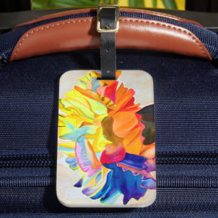 Étiquette À Bagage Fleur d'aquarelle Neon Carnation