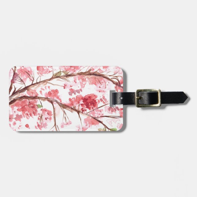 Étiquette À Bagage Fleur de cerisier rose Sakura japonais asiatique (Devant horizontal)