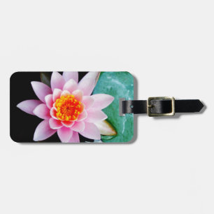 Étiquette À Bagage Fleur de laine d'eau chaude rose et orange de lotu