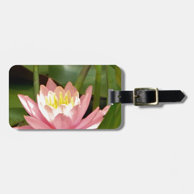 Étiquette À Bagage Fleur de laine d'eau rose de lotus (Devant horizontal)