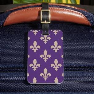 Étiquette À Bagage Fleur de Lis Motif, Royal French Creative on Purpl