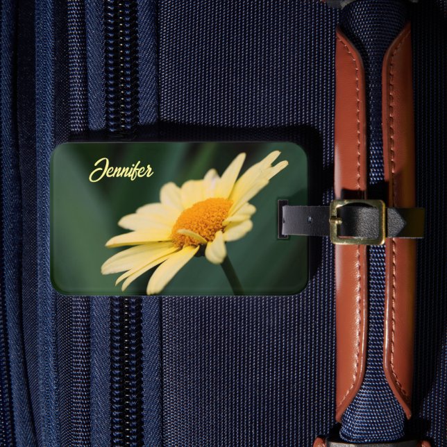 Étiquette À Bagage Fleur de marguerite jaune gros plan Personnalisé (Insitu Rectoal 4)