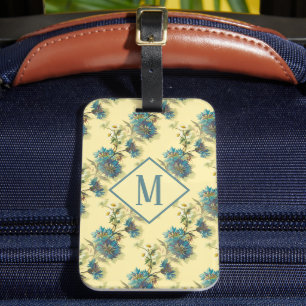 Étiquette À Bagage Fleur de marguerite vintage et de Cornflower
