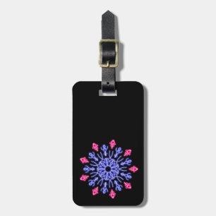 Étiquette À Bagage Fleur de néon bleu et rouge