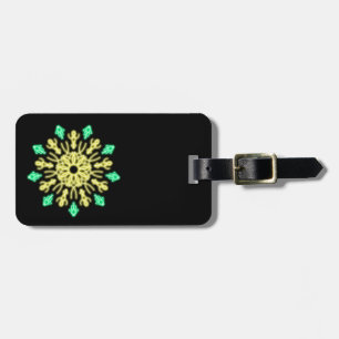 Étiquette À Bagage Fleur de néon jaune et vert
