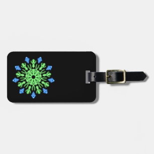 Étiquette À Bagage Fleur de néon vert et bleu