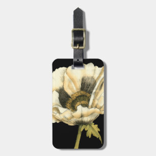 Étiquette À Bagage Fleur de pavot à crème sur Arrière - plan noir