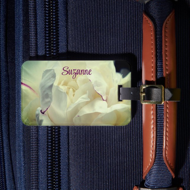 Étiquette À Bagage Fleur de pivoine blanche en fleurs gros personnali (Insitu Rectoal 4)