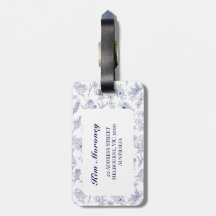 Fleur de Saison Blue and White Luggage Tag