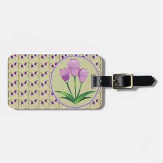 Étiquette À Bagage Fleur de tulipe pourpre vintage motif mignon