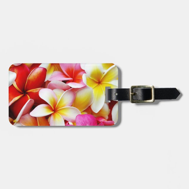 Étiquette À Bagage Fleur d'Hawaï de Frangipani de Plumeria customisée (Devant horizontal)