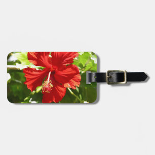Étiquette À Bagage Fleur d'hibiscus de l'Hawaï rouge