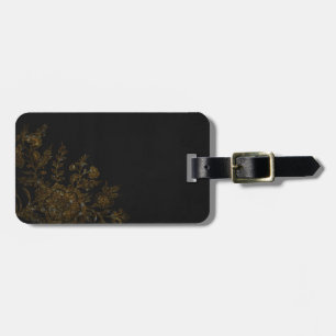 Étiquette À Bagage Fleur d'or sur l'arrière - plan noir
