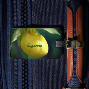 Étiquette À Bagage Fleur d'orchidée à chlipper jaune personnalisée