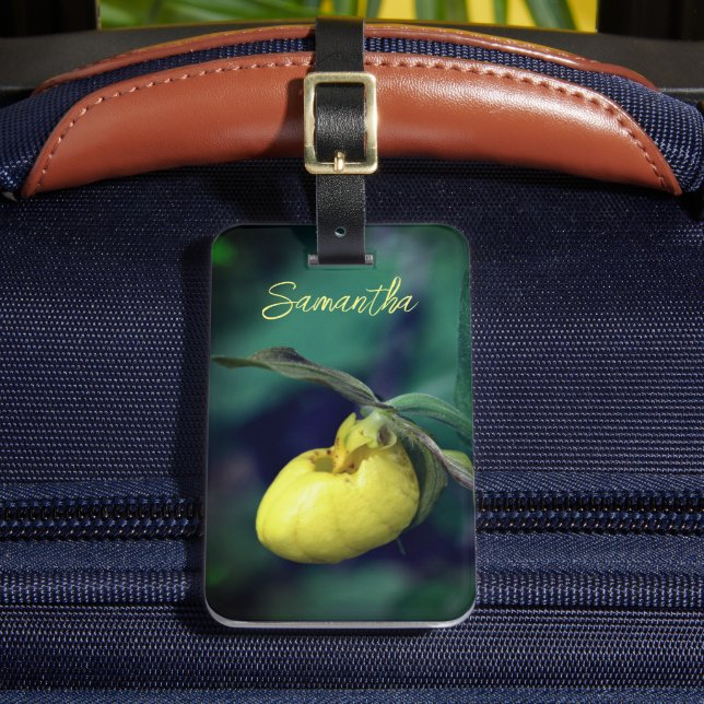 Étiquette À Bagage Fleur d'orchidée à chlipper jaune personnalisée (Insitu Rectoal 2)