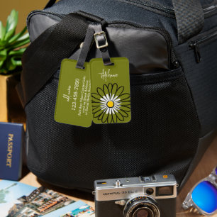 Étiquette À Bagage Fleur et texte minimaliste moderne élégante