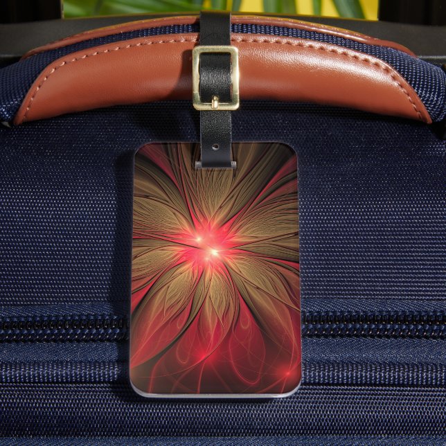 Étiquette À Bagage Fleur fractale de fansy rouge (Insitu Rectoal 2)