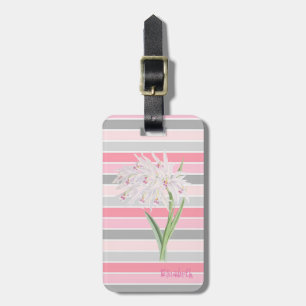 Étiquette À Bagage Fleur mignonne et girly, rayures