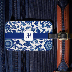 Étiquette À Bagage Fleur sauvage blanche bleue nom personnalisé de ca