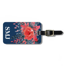Fleurs Aquarelle Monogramme Denim Bleu / Rose Roug