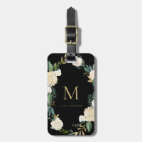 Fleurs aquarelles avec Monogramme d'huile d'or Noi