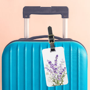 Étiquette À Bagage Fleurs blanches lavande