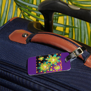 Étiquette À Bagage Fleurs colorées rétro
