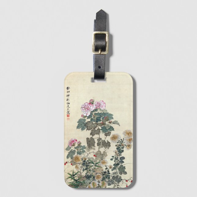 Étiquette À Bagage Fleurs d'automne Yamamoto Baiitsu (Devant Vertical)