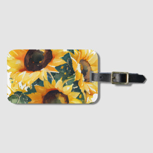 Étiquette À Bagage Fleurs de couleur aquarelle