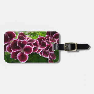 Étiquette À Bagage Fleurs de géranium élégantes de couleur marron élé