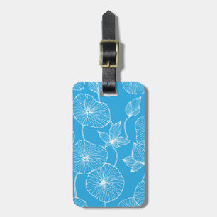 Étiquette À Bagage Fleurs de Lotus Feuilles Bleues Blossom