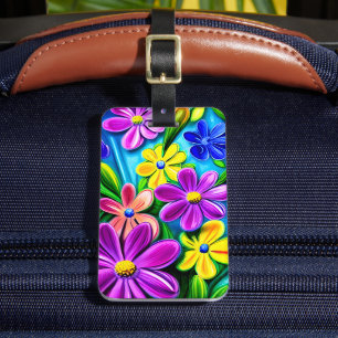 Étiquette À Bagage Fleurs de marguerite colorées