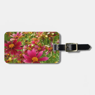 Étiquette À Bagage Fleurs de marguerite rose et jaune brillantes