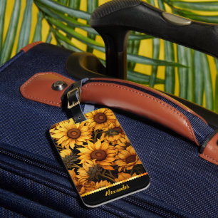 Étiquette À Bagage Fleurs de soleil brillantes à la lumière du soleil