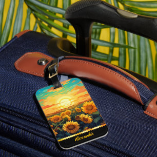 Étiquette À Bagage Fleurs de soleil brillantes à la lumière du soleil