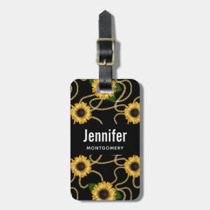 Étiquette À Bagage Fleurs de soleil jaunes élégantes Motif élégant su