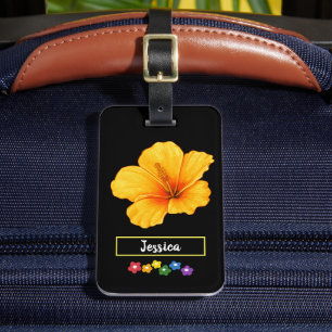 Étiquette À Bagage Fleurs d'Hibiscus Jaunes