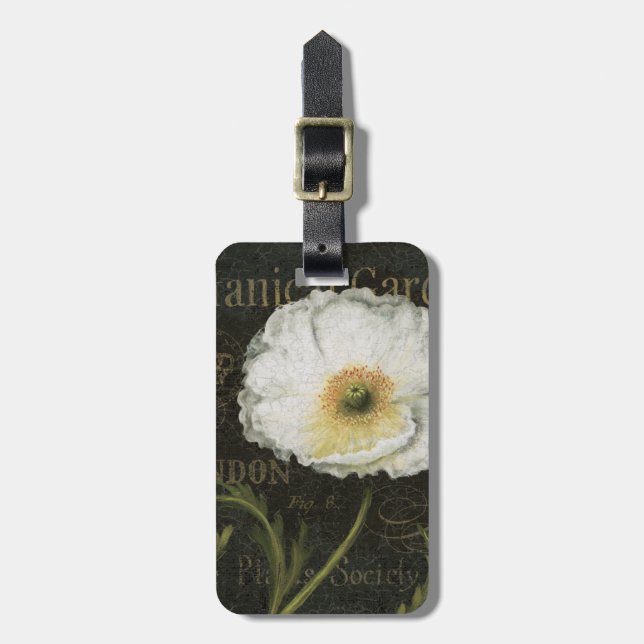 Étiquette À Bagage Fleurs et feuille blancs (Devant Vertical)
