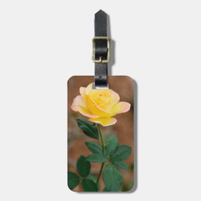 Étiquette À Bagage Fleurs florales de rose jaune Roses (Devant Vertical)