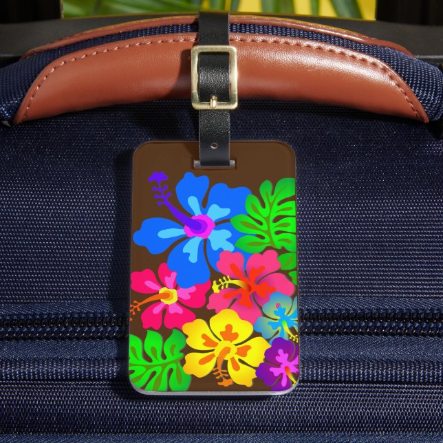 Étiquette À Bagage Fleurs hawaïennes Hibiscus Art (Insitu Rectoal 2)