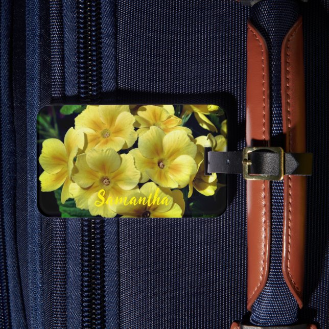 Étiquette À Bagage Fleurs printanières Primrose Jaune Personnalisées (Insitu Rectoal 4)