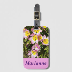 Étiquette À Bagage Fleurs roses et jaunes