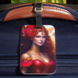 Étiquette À Bagage Fleurs rouges Imaginaires