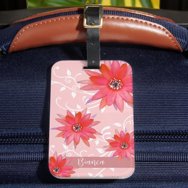 Étiquette À Bagage Fleurs rouges Whimsical Feuilles Tourbillonnant Aj (Insitu Rectoal 2)