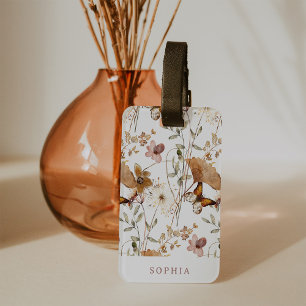 Étiquette À Bagage Fleurs sauvages d'automne neutres Boho tendance su
