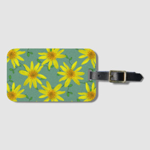 Étiquette À Bagage Fleurs sauvages jaunes colorés sur toute couleur
