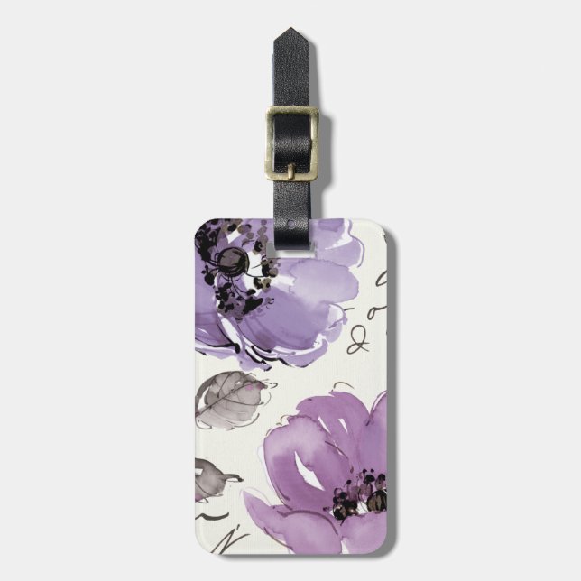 Étiquette À Bagage Fleurs violettes (Devant Vertical)