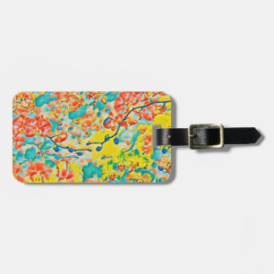Étiquette À Bagage Floral Abstrait de fleurs de cerisiers de printemp