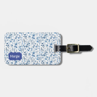 Étiquette À Bagage Floral bleu français